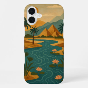 Funda Para iPhone 16 Plus Mística Antigua del Nilo Pirámides Dorado Verde Te