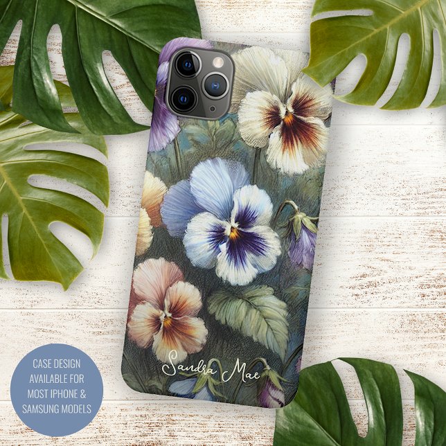Funda Para iPhone Moda Clásica Pansies Bella Artes Pintura Botánica (Subido por el creador)