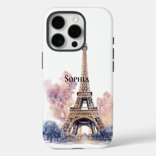 Funda Para iPhone 16 Pro Moda Floral París Torre Eiffel