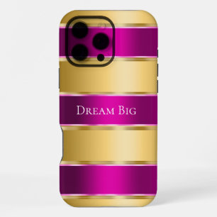 Funda Para iPhone 16 Pro Max Moda Glam Gold Cinta rosa