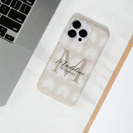 Funda Para iPhone 14 Pro Max Moda minimalista Beige Anahaw Leaf Script Monogram