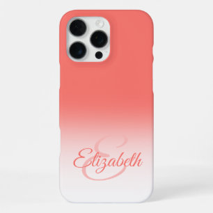 Funda Para iPhone 16 Pro Max Moda Monograma Coral Ombre Nombre inicial