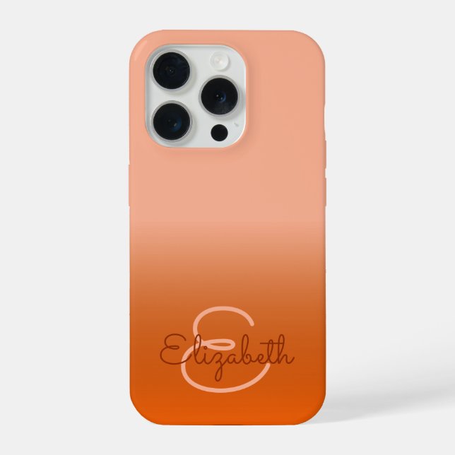 Funda Para iPhone Moda Monograma inicial Cantaloupe Naranja Ombre No (Reverso )