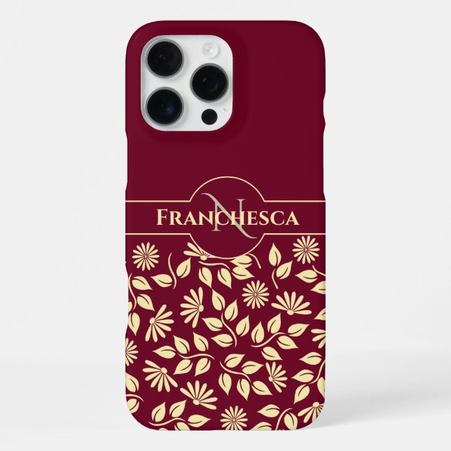 Funda Para iPhone Moda Monograma Nombre personalizado deja daisies B (Reverso )