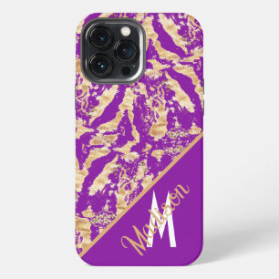 Funda Para iPhone 13 Pro Max Moda Nombre del monograma del Personalizado morado