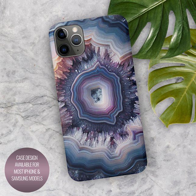 Funda Para iPhone Moda Oscuro Morado Violeta Azul Quartz Agate Patte (Subido por el creador)