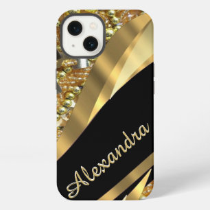 Moda personalizada elegante negro y oro bling