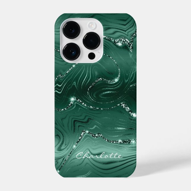 Funda Para iPhone Moda personalizado Patrón de Purpurina verde esmer (Reverso )