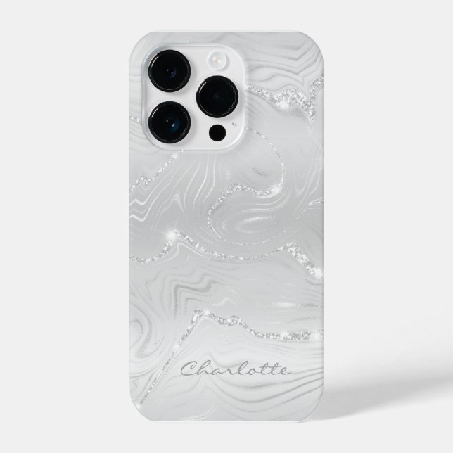Funda Para iPhone Moda personalizado Patrón Purpurina de Plata Blanc (Reverso )