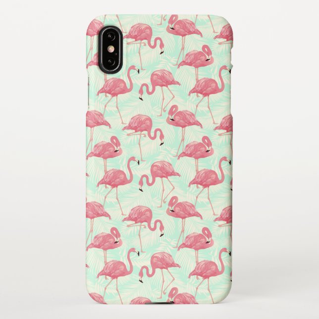 Funda Para iPhone Moda Preppy Patrón Elegante Flamingo Rosa (Reverso)