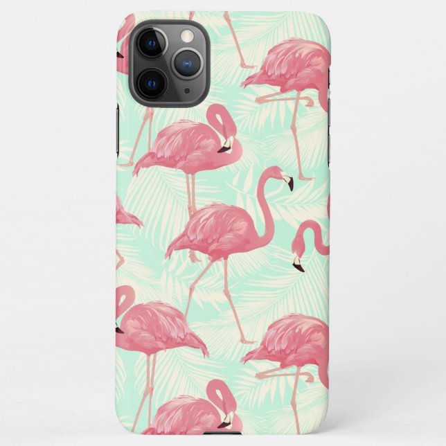 Funda Para iPhone Moda Preppy Patrón Elegante Flamingo Rosa (Reverso)