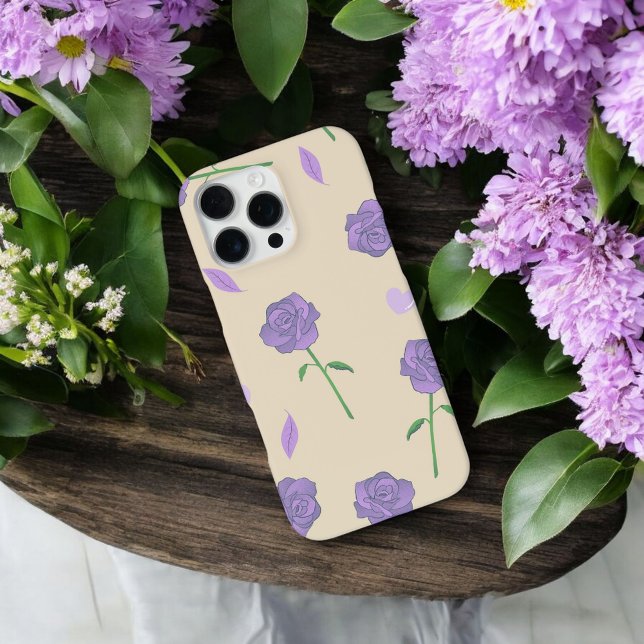 Funda Para iPhone Moda retro Patrón floral beige y rosado capricho (Subido por el creador)