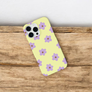 Funda Para iPhone 16 Pro Max Moda retro Patrón floral morado y amarillo