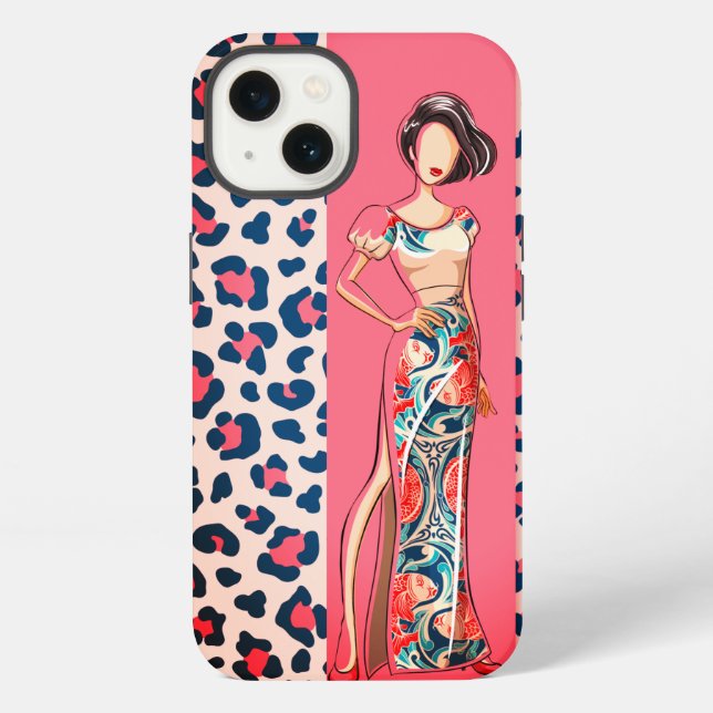 Funda Para iPhone Moda Rosa Leopardo  (Reverso )