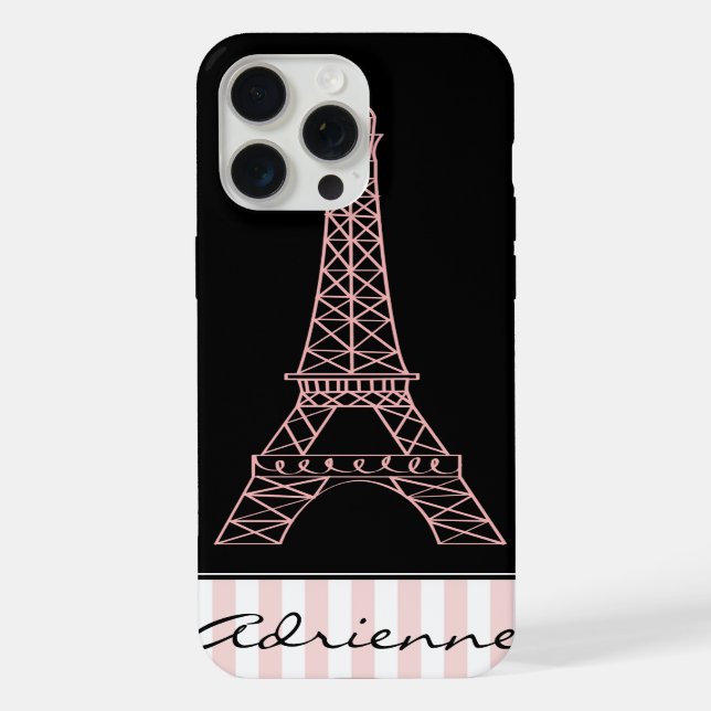 Funda Para iPhone Moda Rosa Torre Eiffel de París (Reverso )