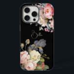Moda Vintage Rosas e Iris Personalizados<br><div class="desc">Hermosos sprays,  atemporales y elegantes de rosas artísticas rosas y blancas,  peonías y iris morado con barba,  con delicado follaje. Incluye un campo de texto modificable para su personalización y el color de fondo es personalizable.</div>