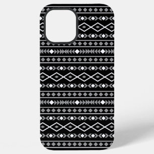 Funda Para iPhone 12 Pro Max Modalidades aztecas Patrón Blanco gris