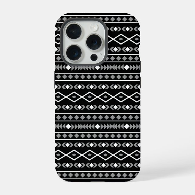 Funda Para iPhone Modalidades aztecas Patrón negro gris blanco (Reverso )