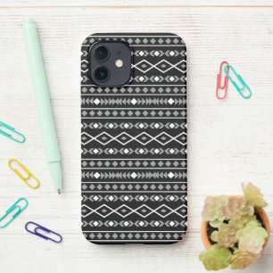 Funda Para iPhone 12 Modalidades aztecas Patrón negro gris blanco