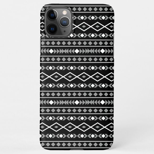 Funda Para iPhone Modalidades aztecas Patrón negro gris blanco (Reverso)