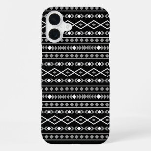 Funda Para iPhone 16 Plus Modalidades aztecas Patrón negro gris blanco
