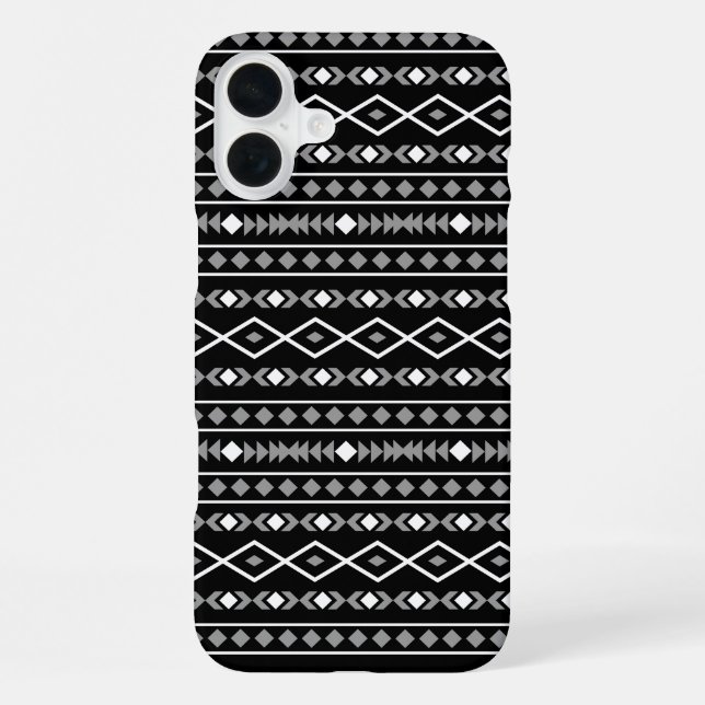 Funda Para iPhone Modalidades aztecas Patrón negro gris blanco (Reverso )