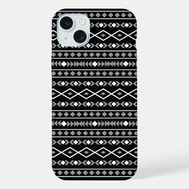 Funda Para iPhone Modalidades aztecas Patrón negro gris blanco (Reverso )