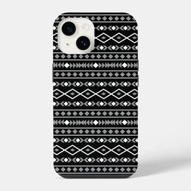 Funda Para iPhone Modalidades aztecas Patrón negro gris blanco (Reverso )