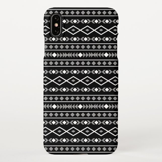 Funda Para iPhone Modalidades aztecas Patrón negro gris blanco (Reverso)
