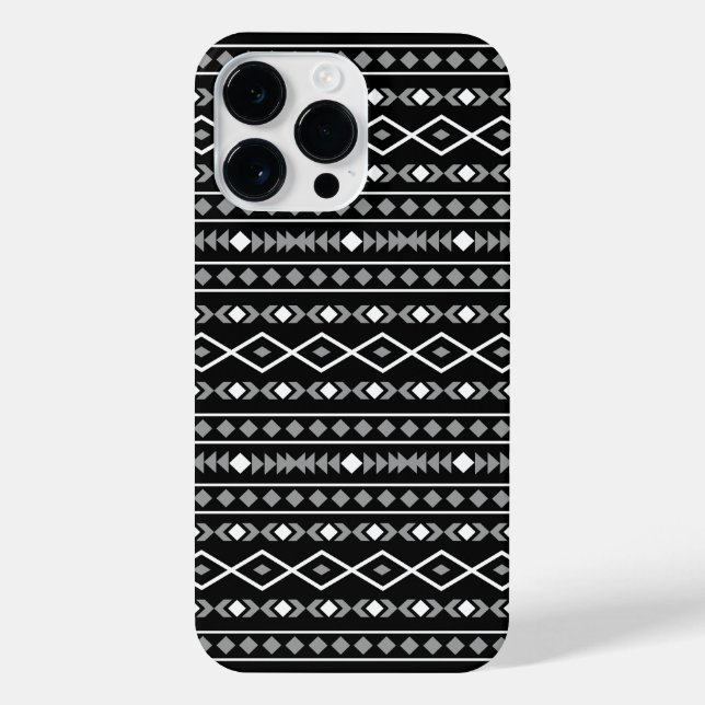 Funda Para iPhone Modalidades aztecas Patrón negro gris blanco (Reverso)