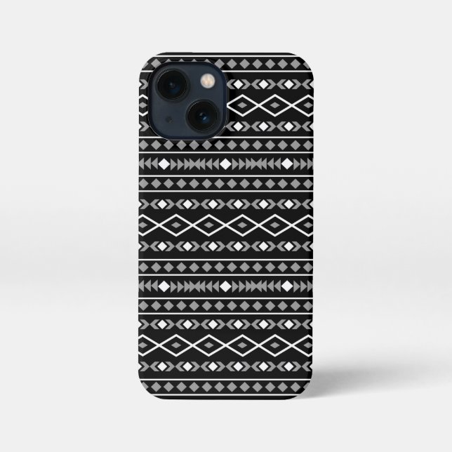 Funda Para iPhone Modalidades aztecas Patrón negro gris blanco (Reverso )