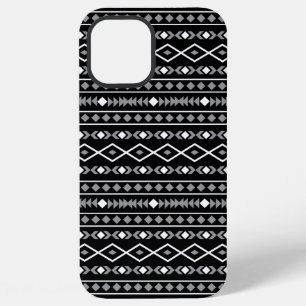 Funda Para iPhone 12 Pro Max Modalidades aztecas Patrón negro gris blanco