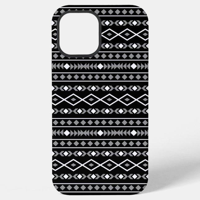 Funda Para iPhone Modalidades aztecas Patrón negro gris blanco (Reverso )