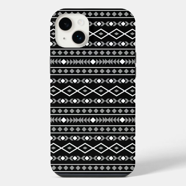 Funda Para iPhone Modalidades aztecas Patrón negro gris blanco (Reverso)