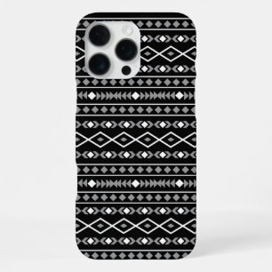 Funda Para iPhone 16 Pro Max Modalidades aztecas Patrón negro gris blanco