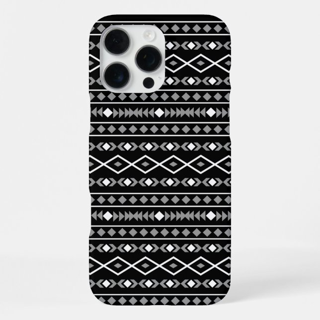 Funda Para iPhone Modalidades aztecas Patrón negro gris blanco (Reverso )