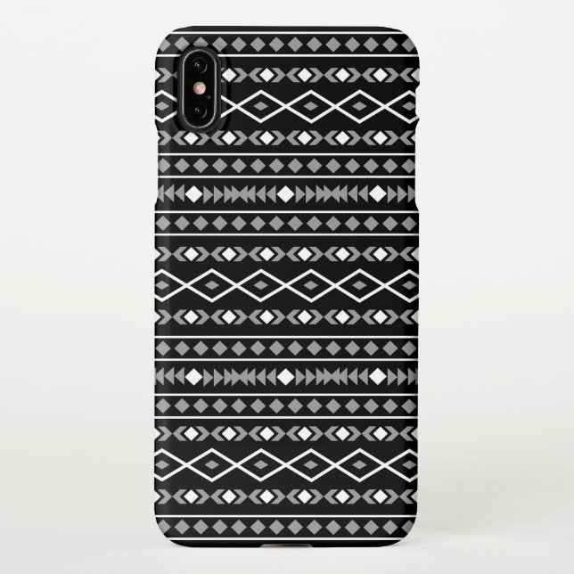 Funda Para iPhone Modalidades aztecas Patrón negro gris blanco (Reverso)
