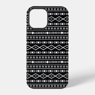 Funda Para iPhone 12 Pro Modalidades aztecas Patrón negro gris blanco