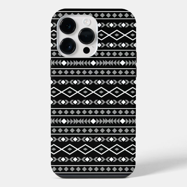 Funda Para iPhone Modalidades aztecas Patrón negro gris blanco (Reverso )