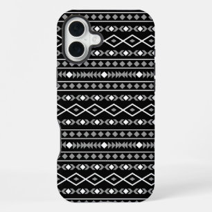 Funda Para iPhone 16 Plus Modalidades aztecas Patrón negro gris blanco