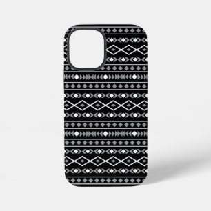 Funda Para iPhone 12 Mini Modalidades aztecas Patrón negro gris blanco