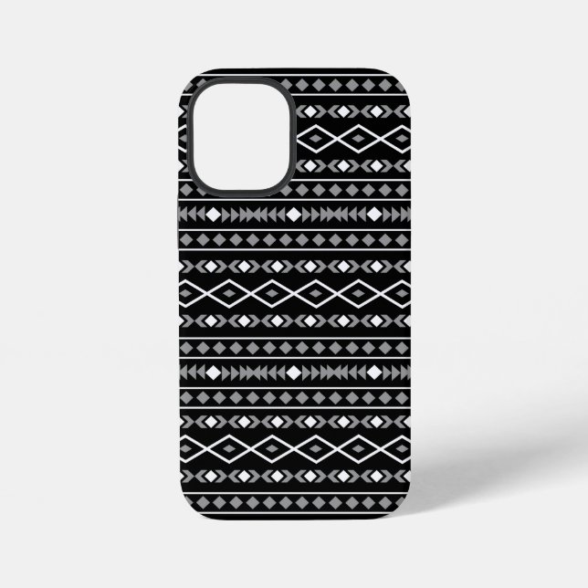 Funda Para iPhone Modalidades aztecas Patrón negro gris blanco (Reverso )
