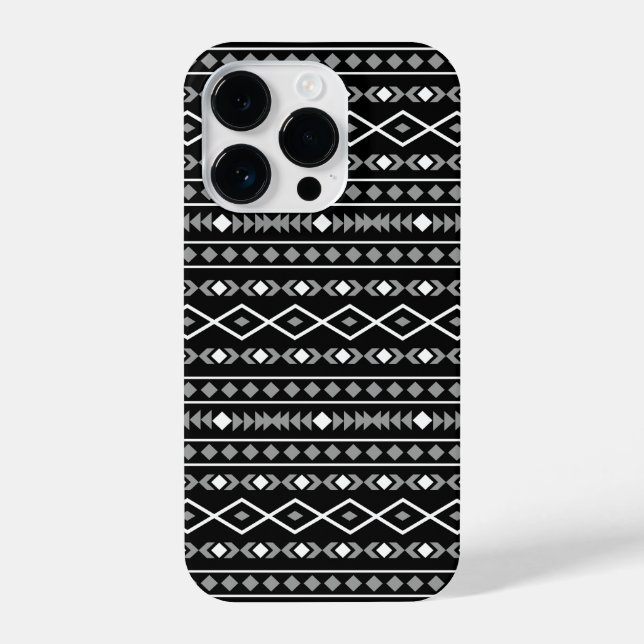 Funda Para iPhone Modalidades aztecas Patrón negro gris blanco (Reverso )