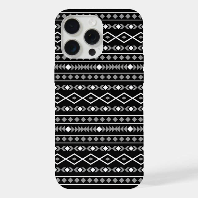 Funda Para iPhone Modalidades aztecas Patrón negro gris blanco (Reverso )
