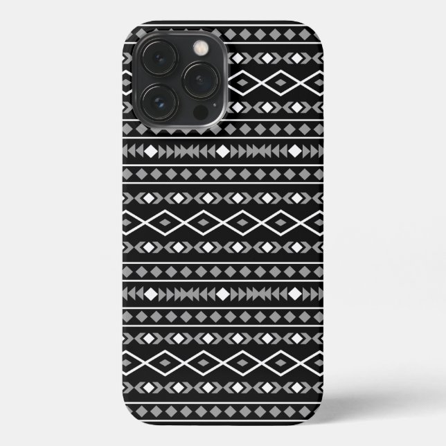 Funda Para iPhone Modalidades aztecas Patrón negro gris blanco (Reverso )