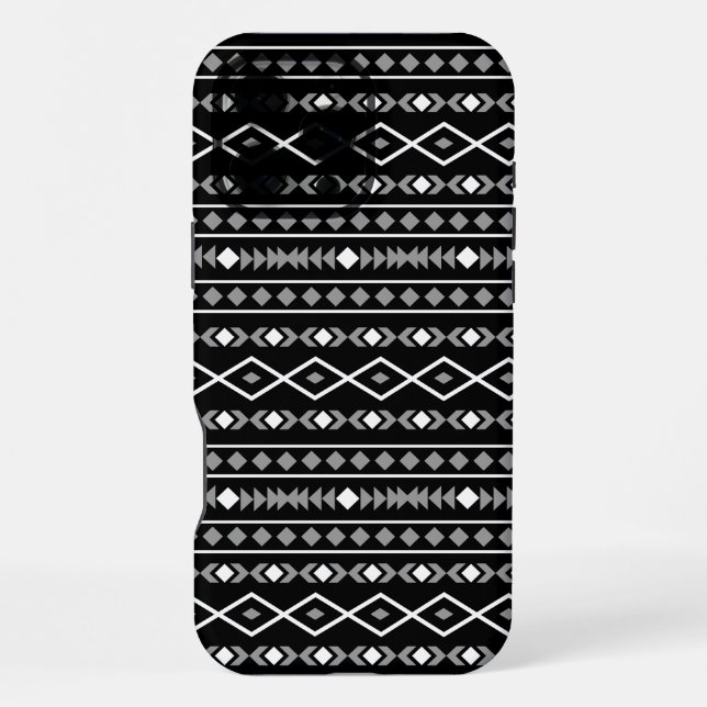 Funda Para iPhone Modalidades aztecas Patrón negro gris blanco (Reverso )