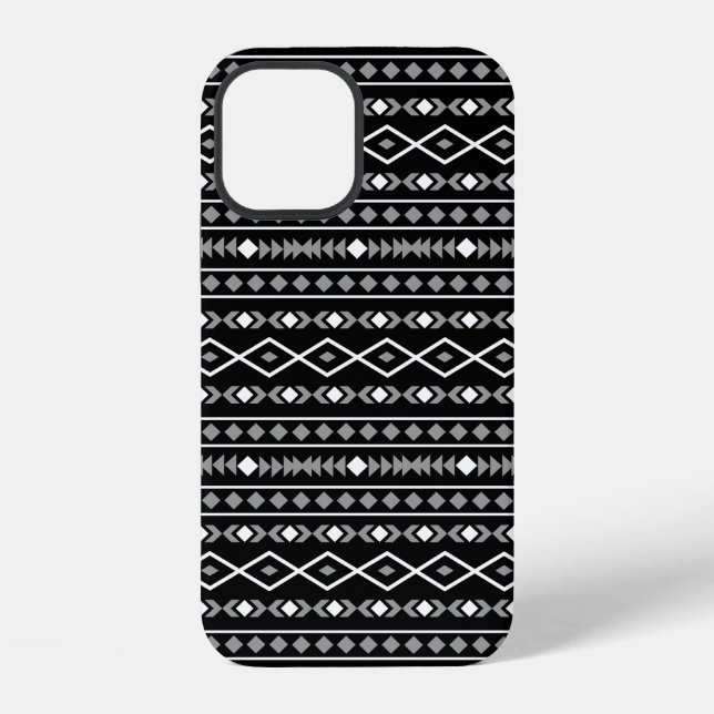 Funda Para iPhone Modalidades aztecas Patrón negro gris blanco (Reverso )
