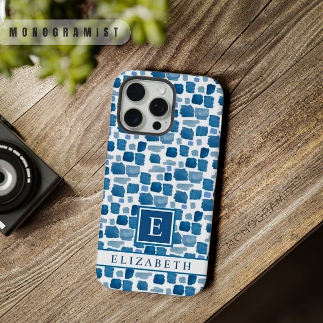 Funda Para iPhone Modelo de resumen azul oscuro de luz blanca person (Custom White Light Dark Blue Abstract Pattern iPhone Case)