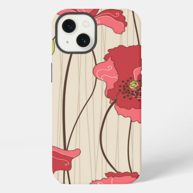 Funda Para iPhone Modelo retro de las amapolas (Reverso )