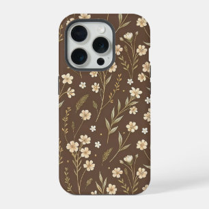 Moder Pattern Wilflowers Brown Background
